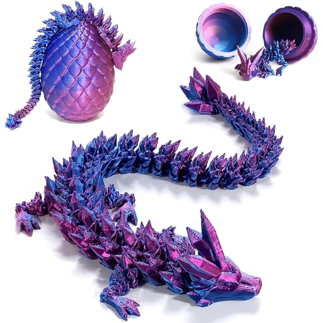 Juguetes de dragón impresos en 3D: Huevo sorpresa de dragón con dragón en su interior, rellenos para cestas de Pascua y regalos decorativos para niños, niñas y el hogar (morado)