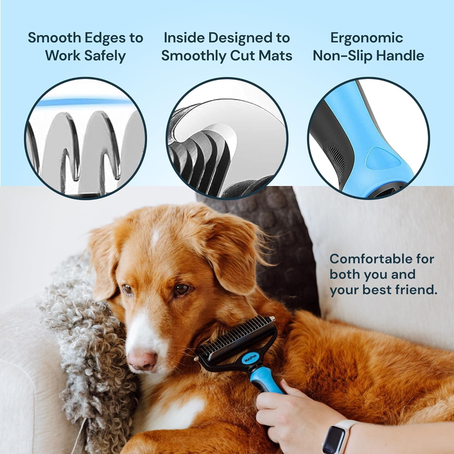 GHSDFBB Dog Grooming Brush for Shedding 2 in 1 Deshedding Tool and Undercoat Rake for Long and Short Haired Dogs with Double Coat Dematting Comb and