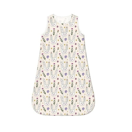 

Fotbe Purple Flower Rabbit Pattern Sleep Sack - Baby Wearable Blanket with Zipper Extra Soft Cotton Sleeveless Sleeping Bag for Infants-Large