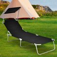 thumbnail image 3 of Gymax Chaise Longue Pliante Chaise de Plage Dossier Inclinable Noir, 3 of 10