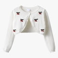 thumbnail image 2 of mgoYE Girl's Cardigans Sweater Cherry Open Front Long Sleeve Cute Casual Loose Sweaters(White,3-4 Years), 2 of 9