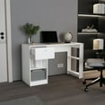 thumbnail image 5 of 47" Wide White Desk with 4 Shelves and 1 Drawer Office Desk for Home Office and Living Room, 5 of 8