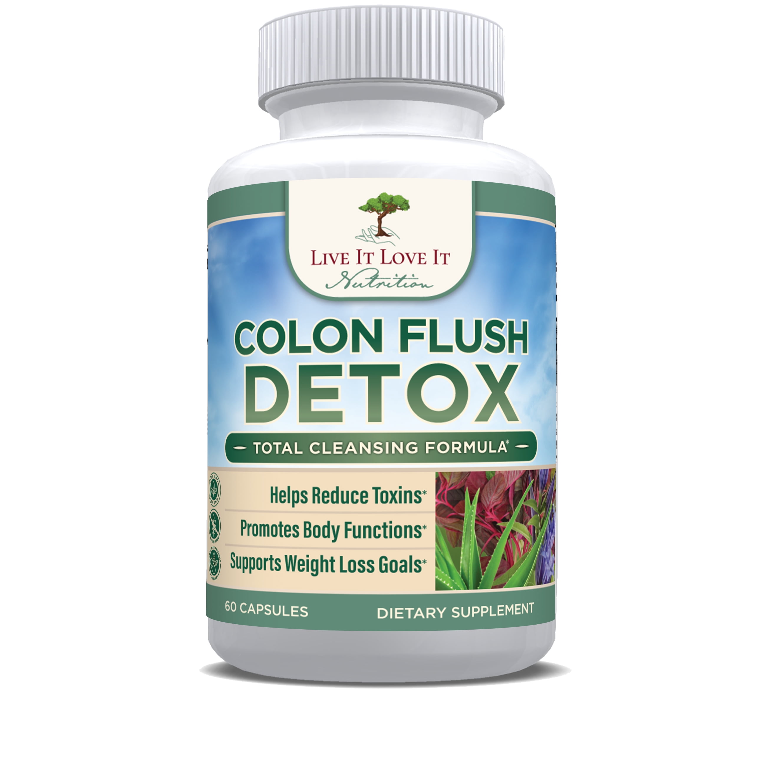 Colon Flush Detox (60 Caps) by Live It Love It, Colon Cleanse Capsules