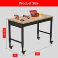 thumbnail image 2 of QinaQin 48-Inch x 24-Inch Garage Workbench, Heavy-Duty Workbench, with Power Outlet, Multi-Functional Rubberwood Workbench with 4 Lockable Wheels, Hardwood Workbench - 2000 Lb Load Capacity, 2 of 7