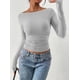 thumbnail image 4 of Remera PRETTYGARDEN Otoño 2025 con Frunces Laterales Crop Top Gris Talle S, 4 of 8