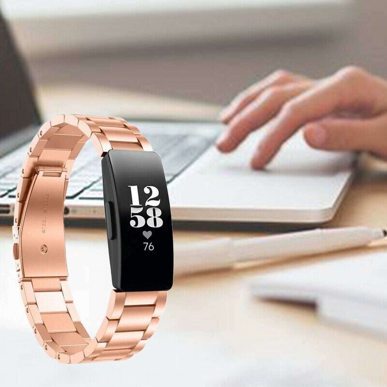 FIEWESEY Compatible with Fitbit Ace 3 Inspire Inspire HR Inspire Watch Bands Women Men Solid Stainless Steel Metal Band Bracelet Strap Replacement for Fitbit Inspire Inspire HR Smartwatch Rose Gold in...