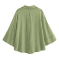 thumbnail image 3 of cocolona Button Down Oversized Shirts Loose 3/4 Sleeve Lapel Blouses Solid Color Casual Tops, 3 of 7