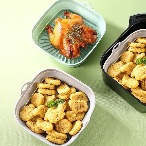 Food Grade Foldable Silicone Square Baking Pan, 8.5 Inch Non-Stick Cake Pan with Handles, Dishwasher , High-Temperature Fryer & Steaming Oven Tray