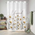 thumbnail image 6 of No Hook Shower Curtain with Built-in Rings - Farmhouse Floral Washable Waterproof Fabric Bathroom Curtains for Hotel,Rentals, Stall 48 X 72 Inch , Relax Unwind Sign Daisy Wood Ivory White, 6 of 9