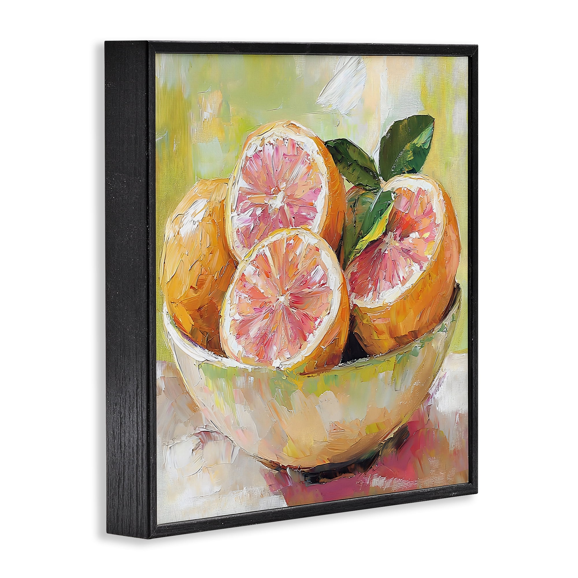 Stupell Industries Bold Grapefruit in Ceramic Bowl Black Framed Giclee Art, design by Riley B