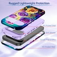 thumbnail image 3 of CASEFIV for Google Pixel 9 Case,Pixel 9 Pro Case,Heavy Duty Shockproof Protection 3 in 1 Hybrid Hard PC Soft Rubber Rugged Drop Protective Slim Women Phone Case,Purple/Flower, 3 of 7