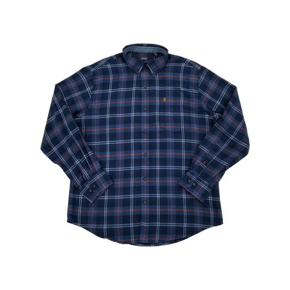 IZOD Mens Peacoat Blue Plaid Long Sleeve Button-Down Flannel Shirt X-Large