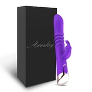 Areskey Vibrating Massager,Thrusting Rabbit Vibrator Sex Toys for Women, 9.8" G-spot Vibrator with 3 Thrust & 7 Vibration Modes, Waterproof Clitoral Stimulator with Bunny Ears