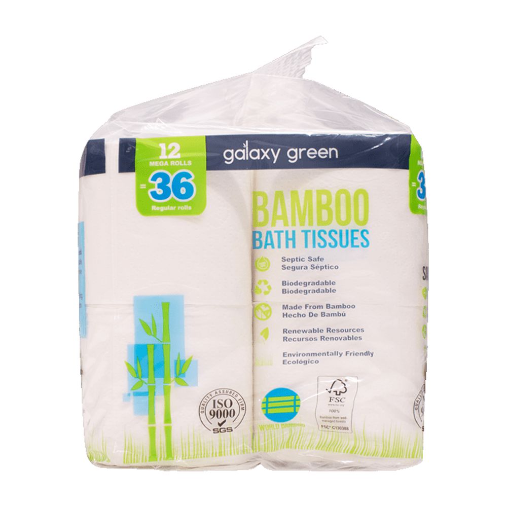 Galaxy Green Bamboo Bath Tissue Paper, 380 sheet 2 ply, 12 Count