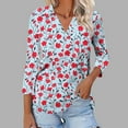thumbnail image 2 of CYMMPU Spring Tops V Neck Tunic Tops Boho Blouses for Women Dressy Casual 3/4 Sleeve Loose Fit Summer Trendy Shirts Flower Pattern Business Elegant Work Tops T-Shirts M, 2 of 5