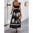 thumbnail image 6 of Women's Smocked Printed Wide Strap Maxi Dress Ruched Sheer Bodice Opaque No Stretch 95% Polyester 5% Elastane Chic, 6 of 26