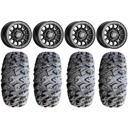 Sedona Sano Bdlk 15x7 Wheels Bk 28" MotoClaw Tires Can-Am Maverick X3 / Honda Pioneer 1000 / Talon