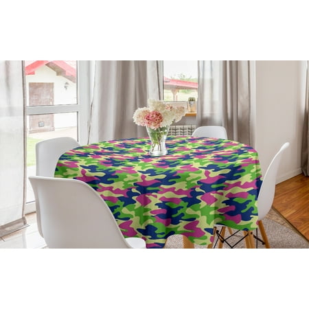 

Abstract Round Tablecloth Camouflage Style Pattern with Vibrant Tones Modern Design Wavy Shapes Arrangement Circle Table Cloth Cover for Dining Room Kitchen Decor 60 Multicolor by Ambesonne