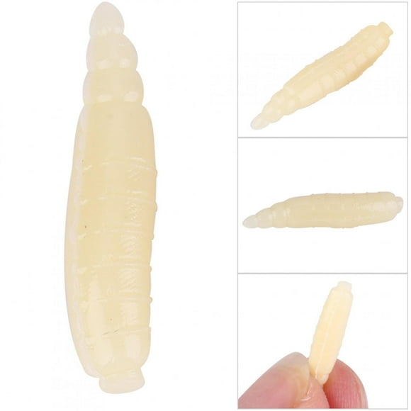 Señuelos de Pesca Con forma de Larva Realistas, 200 Uds., 17 mm, Brillan en la Noche Oscura, Cebo para Peces de Agua Dulce para Disfruta de Principiantes