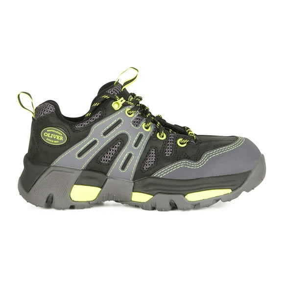 oliver 3.5" leather & mesh women's steel toe sneakers, black & green (ol21111)