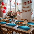 thumbnail image 5 of Light Blue Ocean Waves Round 13 Inch Placemats Set of 4, Summer Beach Coastal Abstract HeatResistant Non Slip Place Mats for Dining Table, Wipeable Braided Kitchen Table Mats for Housewarming, 5 of 9