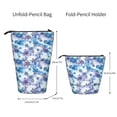 thumbnail image 2 of Lsque Icy Blue Snowflakes Pattern Telescopic Pencil Bag Pen Holder Stationery Case, Stand-up Retractable Transformer Bag Organizer, 2 of 6