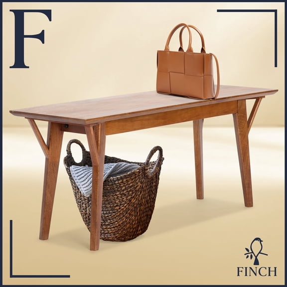 Finch Stratford Mid Century Entryway Bench Walnut Brown