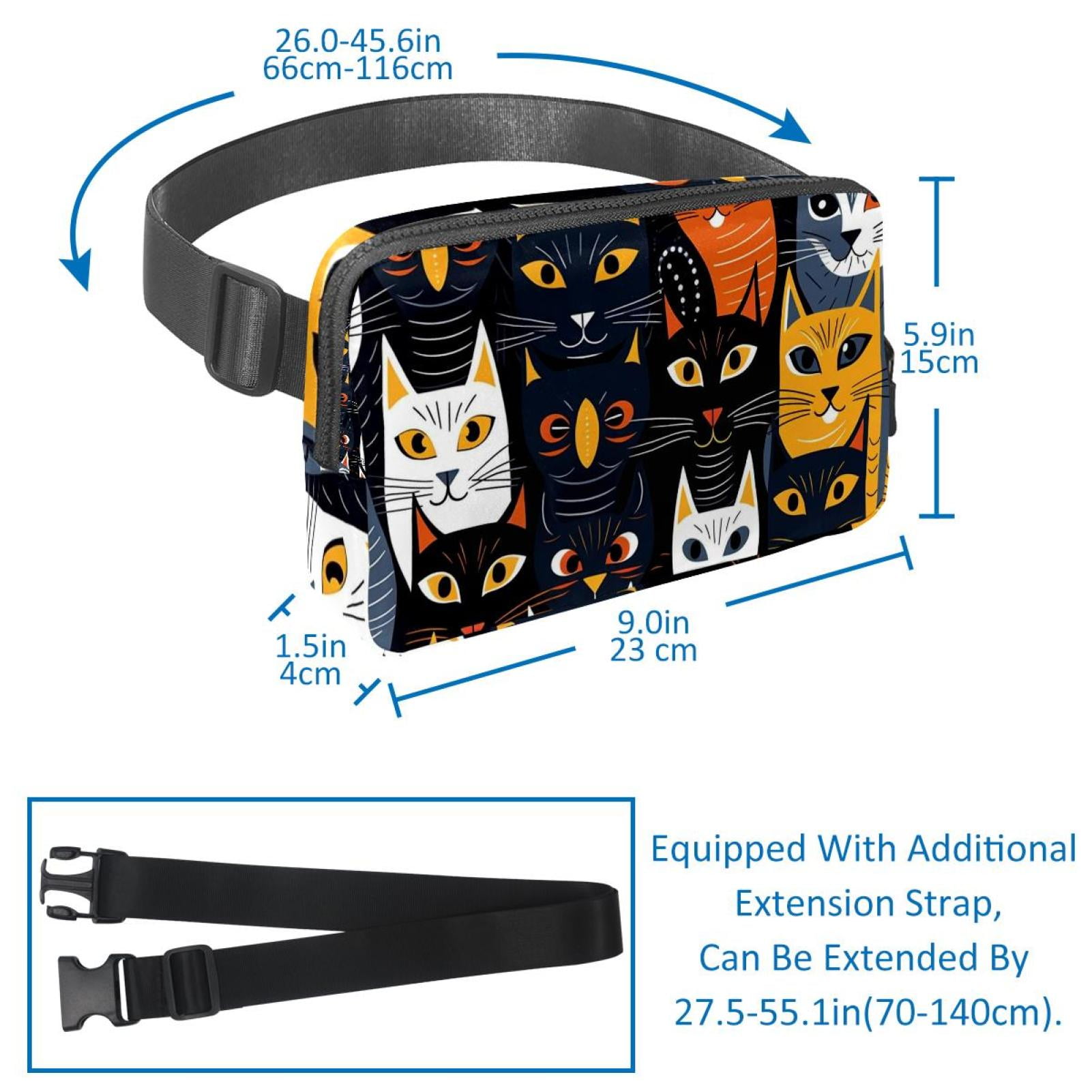 Cats Lightweight Adjustable Waist Bag Fanny Pack with Extension Strap - Unisex Fitness Running Belt