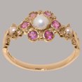 thumbnail image 2 of LBG British Made 14k Rose Gold Cultured Pearl & Pink Tourmaline Womens Statement Ring - 33 size options - Size 5.5, 2 of 7