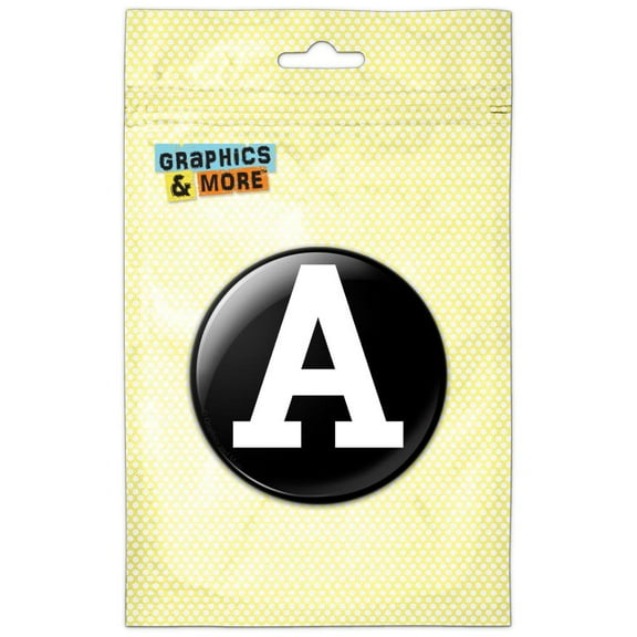 Letter A Initial Black White Pinback Button Pin Badge