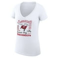 thumbnail image 2 of Women's G-III 4Her by Carl Banks  White Tampa Bay Buccaneers Super-Slim Fit Lightweight Collage Team V-Neck T-Shirt, 2 of 3
