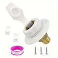 thumbnail image 1 of LEEYNEER RV Freshwater Inlet with Check Valve  Brass Water Connection  3/4” NH Female to 1/2” NPT Male Thread Flange  Motorhome Camper Trailer Boat Compatible  Includes Dust Cap And PTFE, 1 of 5