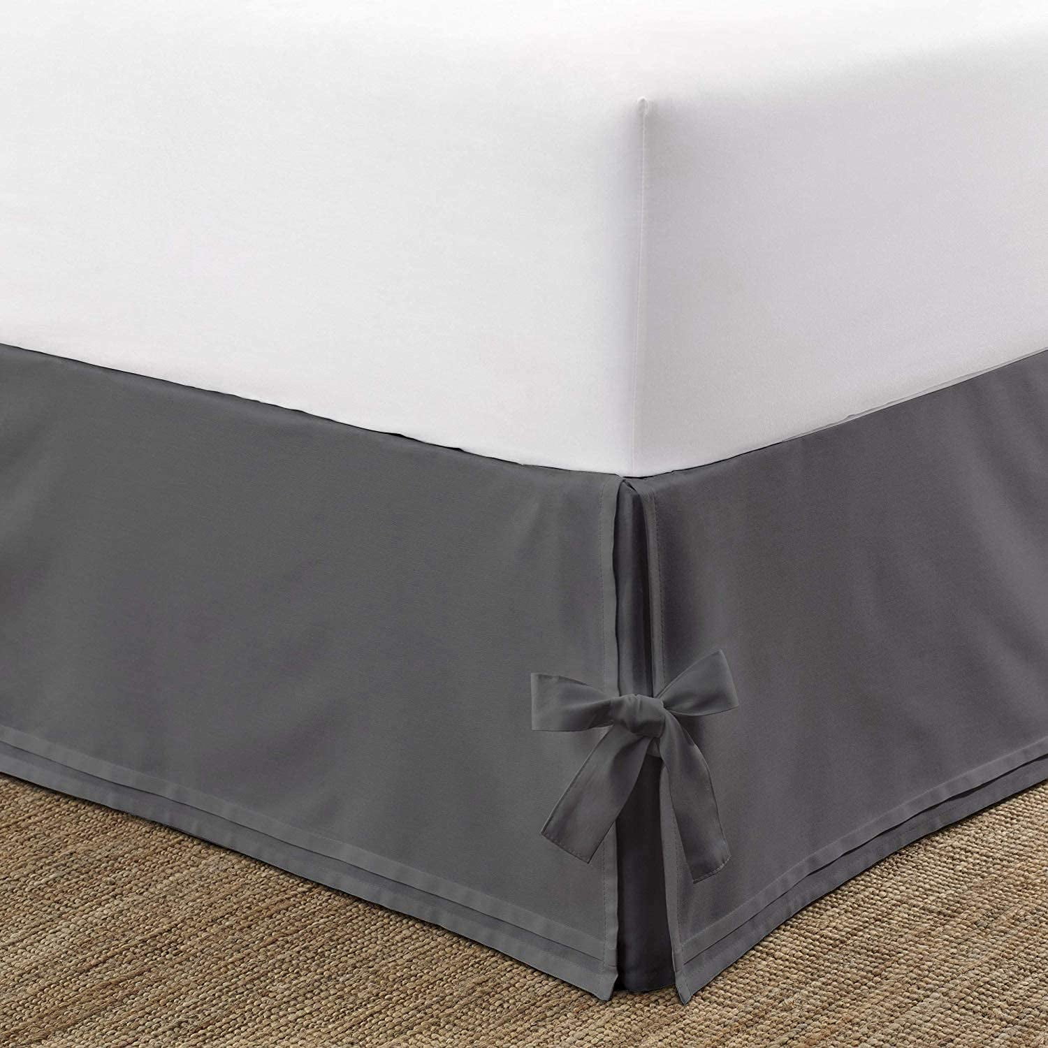 Gray Solid Ruffle Bed Skirt 650 TC Cotton Split Corner US Bed Size Drop Sale 