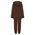 thumbnail image 4 of Brondbend Sweatsuit for Women Hoodie Womens Track Suits 2 Piece Set Long Sleeve Zipper Solid Tracksuit Sweatshirt and Sweatpant Loose Fall Winter Thicked Athletic Comfortable Outfits,Coffee, 4 of 5