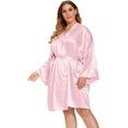 thumbnail image 3 of GFDYREE Women's Plus Size Satin Robes Plus Size Silky Kimonos Robes Sleepwear,Short, 3 of 4