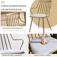 thumbnail image 5 of Guyou Metal Dining Chairs Set of 6, Mid-Century Modern Upholstered Linen Kitchen Chairs with Antique Copper Spindle Back and Armrests for Dining Room/Restaurant, Grey, 5 of 7