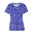 thumbnail image 4 of iHengLiXing Plus Size Spring Tops for Womens Dressy Casual Women's Spring Top Bright Print Casual Short-sleeved Top Short-sleeved Crew-neck Top/shirt Blue XXL, 4 of 4