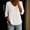 White, variant on ZUBKTE Womens 3/4 Sleeve Button Down Shirts Cotton Linen Roll Up Short Sleeve Tops V Neck Casual Loose Fit Blouses S-2XL