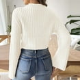 thumbnail image 6 of Qetyuw Crop Crochet Knit Sweater for Women Chunky Long Sleeve Mock Neck Pullover Sweaters Solid Color Casual Jumper, 6 of 6