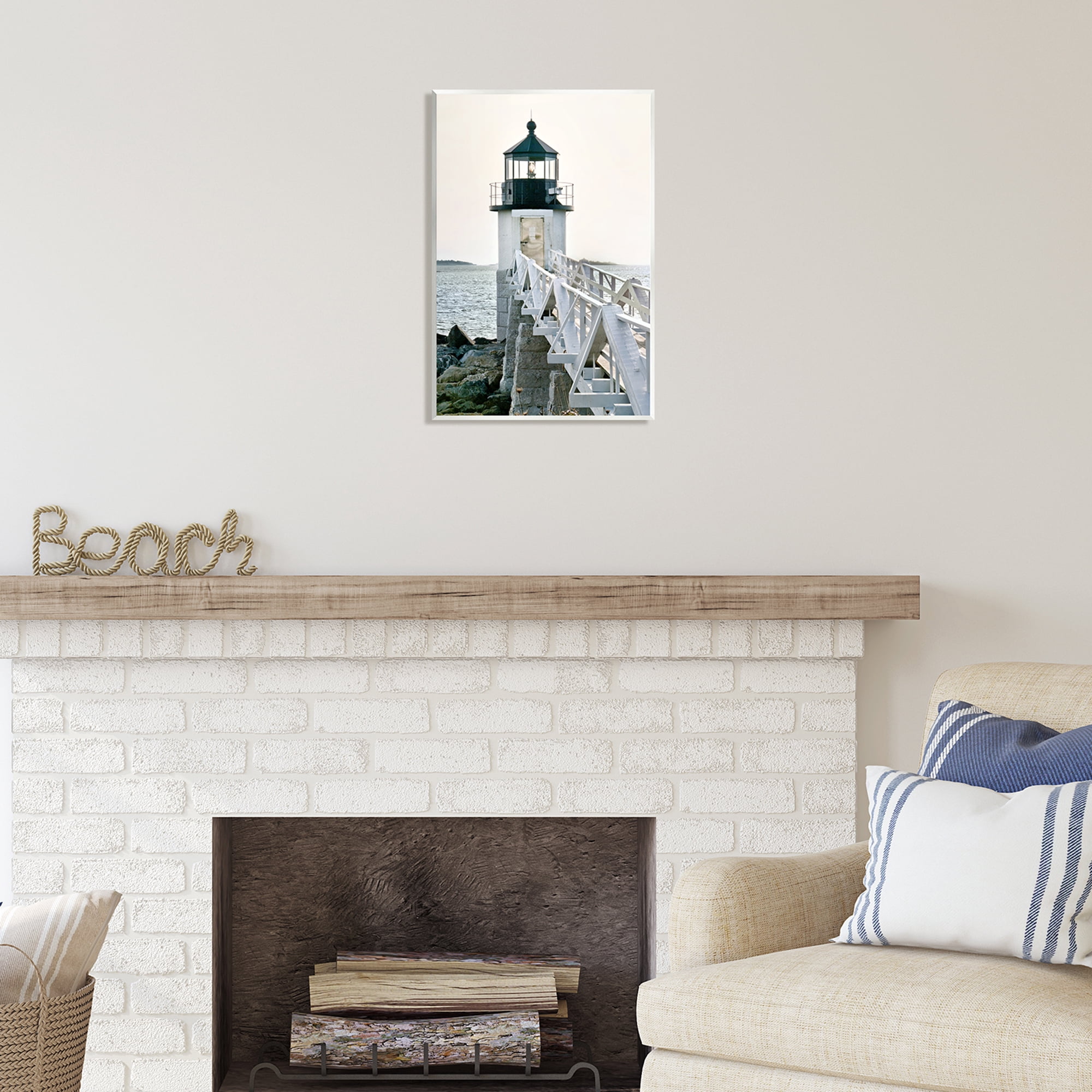 Stupell Industries White Lighthouse Photography Travel & Places Photography Unframed Art Print Wall Art, 13 x 19