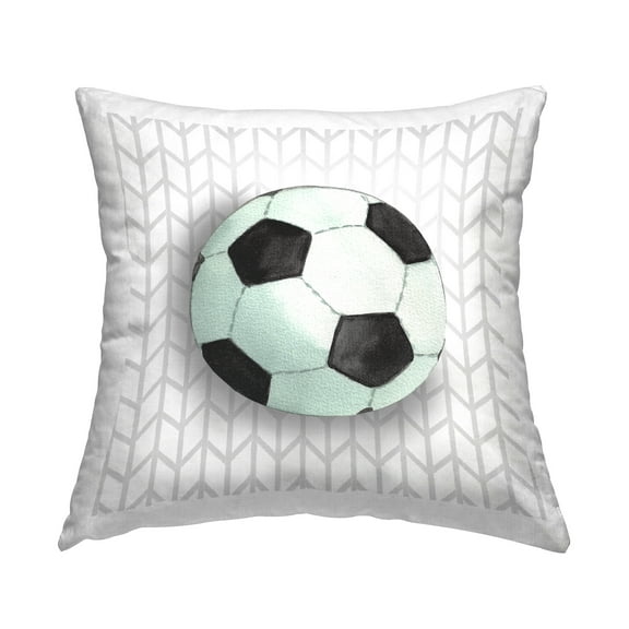 Stupell Industries Soccer Ball on Chevron Decorative Printed Throw Pillow Design by Sharon Kuplack