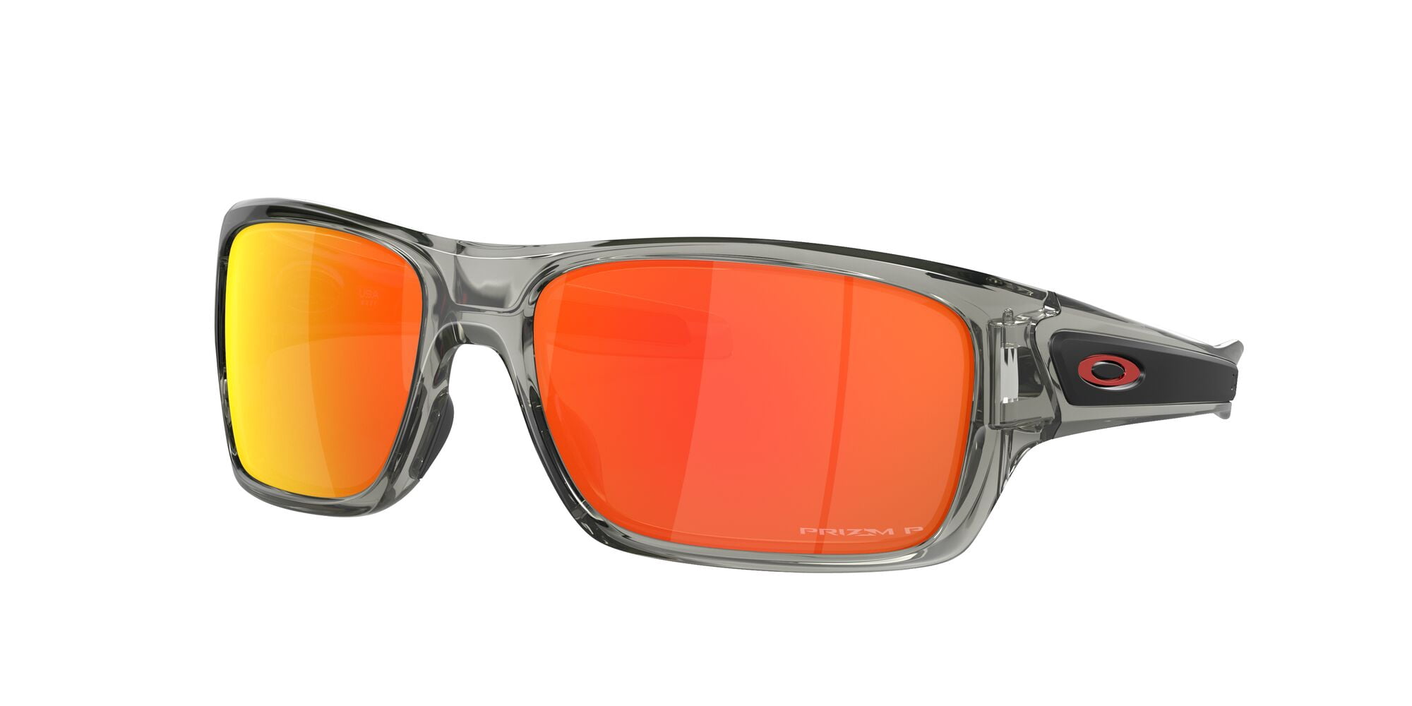Oakley Turbine Sunglasses, Square Polarized Eyeglasses with Prizm Lenses, Size 63, Grey Ink/Prizm Ruby Polarized