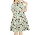 thumbnail image 2 of Renewold Fashion A Line Dresses for Kid Girls 5-6 Years Old Cherry Blossom Sushi Short Sleeve Pleated Midi Dress Casual Outdoor Tour Swing Twirl Clothes, 2 of 5