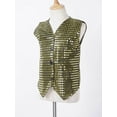 thumbnail image 3 of inhzoy Kids Boys Girls Jazz Hip-Hop Dance Dazzled Jacket Shiny Sequins Vest Black&Gold 130, 3 of 7