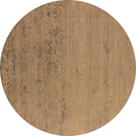 Ahgly Company Indoor Round Oriental Brown Industrial Area Rugs, 4' Round