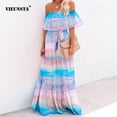 thumbnail image 2 of Fashion Casual Women's Sexy Wrap Breast Gradient Long Dresses Summer Elegant One-Line Neck Floral Print Lace-Up Zipper Dress 5XLXXL Gao Jinjia LED, 2 of 2