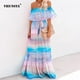 thumbnail image 2 of Fashion Casual Women's Sexy Wrap Breast Gradient Long Dresses Summer Elegant One-Line Neck Floral Print Lace-Up Zipper Dress 5XLM Gao Jinjia LED, 2 of 2