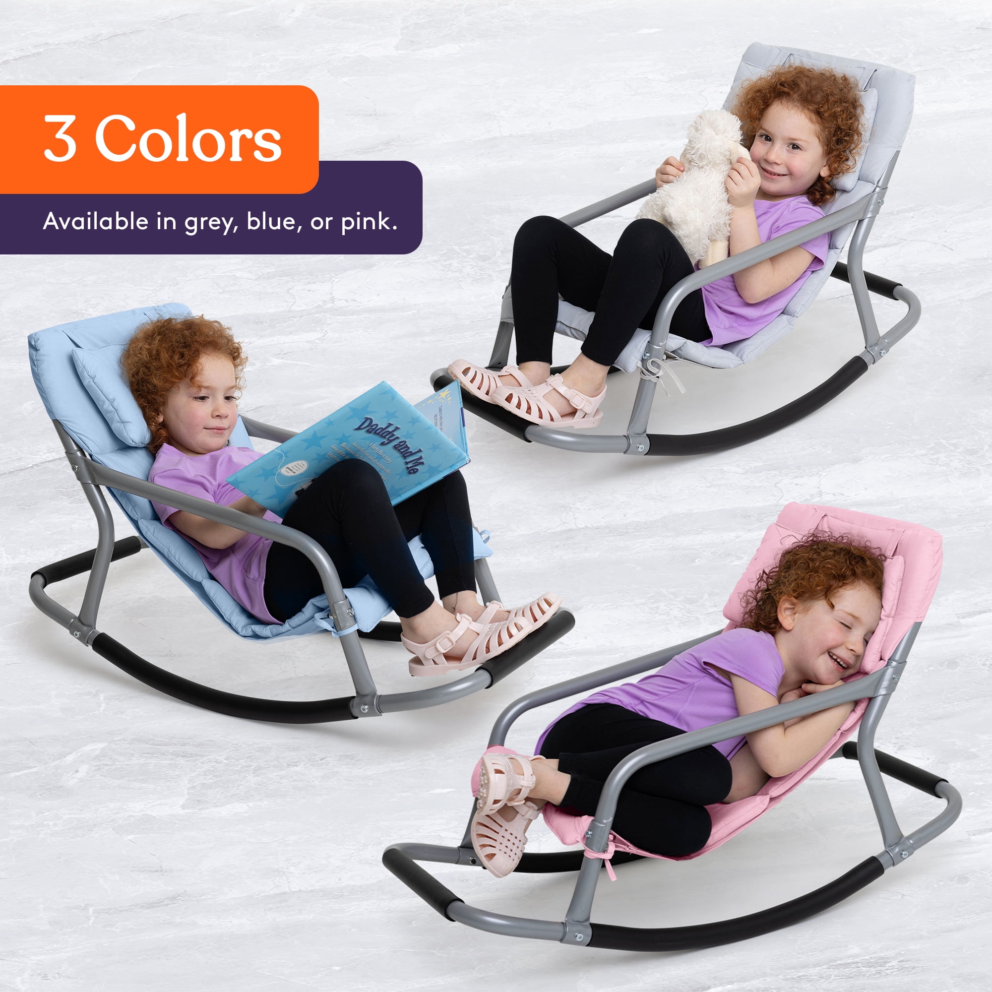 Special Supplies Sensory Rocking Chair for Kids – Calming Kids Rocker for Balance & Stability – Comfortable Floor Chair for Playroom, Bedroom, Nursery (Grey)