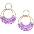 thumbnail image 1 of Raffia Hoop Earrings for Women Girls Fun Boho Summer Beach Earrings Lightweight Handmade Straw Wicker Rattan Dangle Earrings Statement Geometric Round Drop Earrings, 1 of 5