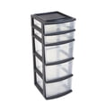 thumbnail image 1 of HOMZ 05565BKDC.02 Plastic 5 Drawer Medium Storage Tower, Black Frame, Clear Drawers, Set of 2, 1 of 10